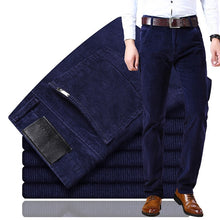 Load image into Gallery viewer, new Corduroy men&#39;s casual pants 2019 classic middle-aged business straight stretch casual streetwear brand wine red casual pants